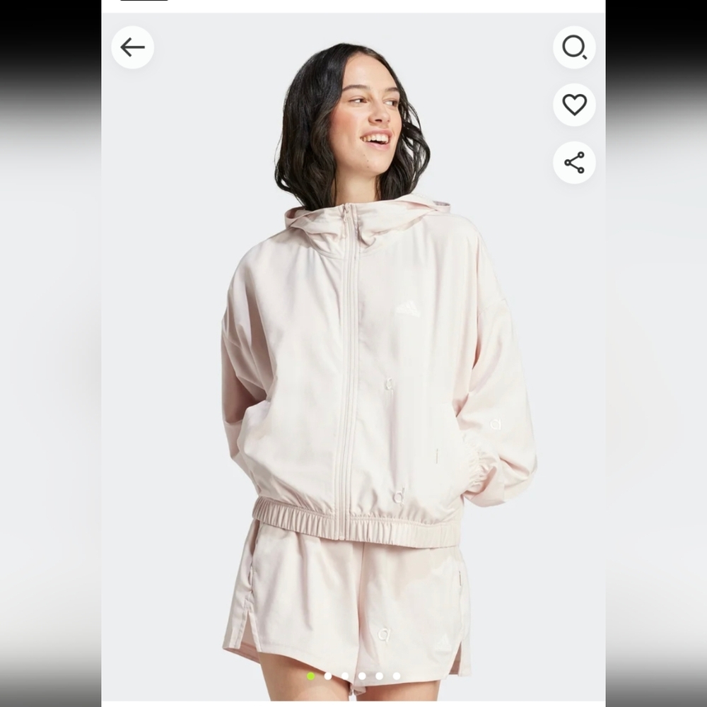 Adidas Embroidery Loose Windbreaker Putty Mauve